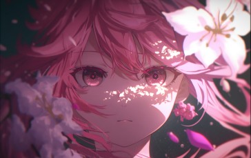 Anime Girls, Pink Hair, Face Wallpaper