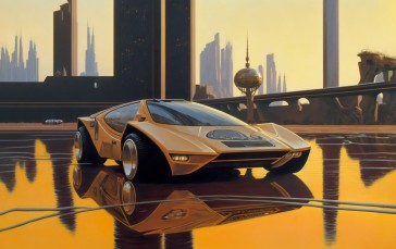 Retro Science Fiction, Sports Car, Illustration, Car Wallpaper