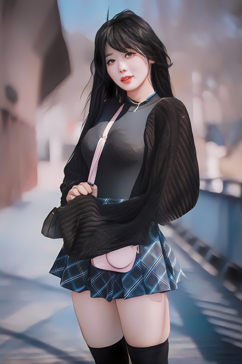 Model, Bokeh, Asian, Thighs, Skirt Wallpaper