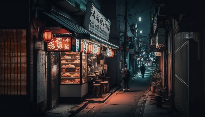 AI Art, Tokyo, Night, Street Light Wallpaper