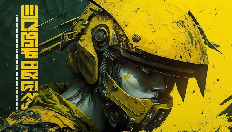 AI Art, Poster, Helmet, Yellow Wallpaper