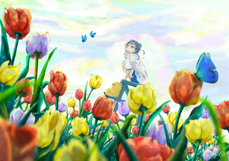 Digital Art, Artwork, Illustration, Anime, Flowers, Anime Girls Wallpaper
