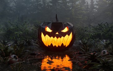 Halloween, Pumpkin, Forest, Deep Forest Wallpaper