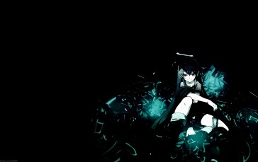 Anime Girls, Black Background, Dark Background, Simple Background, Selective Coloring Wallpaper