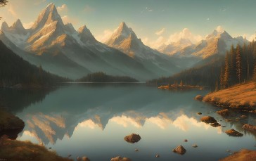 Landscape, AI Art, Stable Diffusion, Mountains Wallpaper