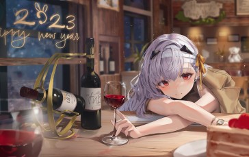 Anime, Anime Girls, Wine, Wine Glass Wallpaper