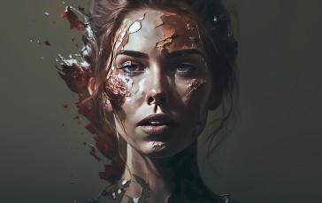 AI Art, Women, Painting, Simple Background Wallpaper