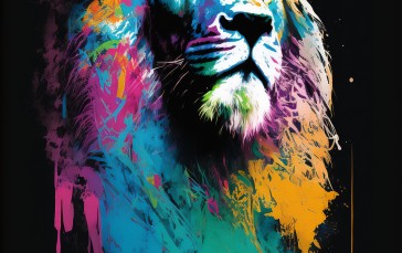 AI Art, Painting, Portrait Display, Lion Wallpaper