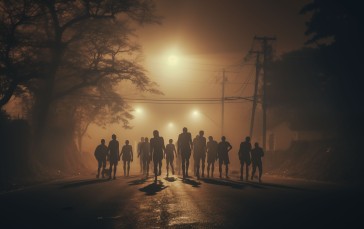 AI Art, Night, Mist, Street Light Wallpaper