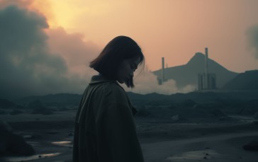 AI Art, Women, Smoke, Dystopian, Pollution, Asian Wallpaper