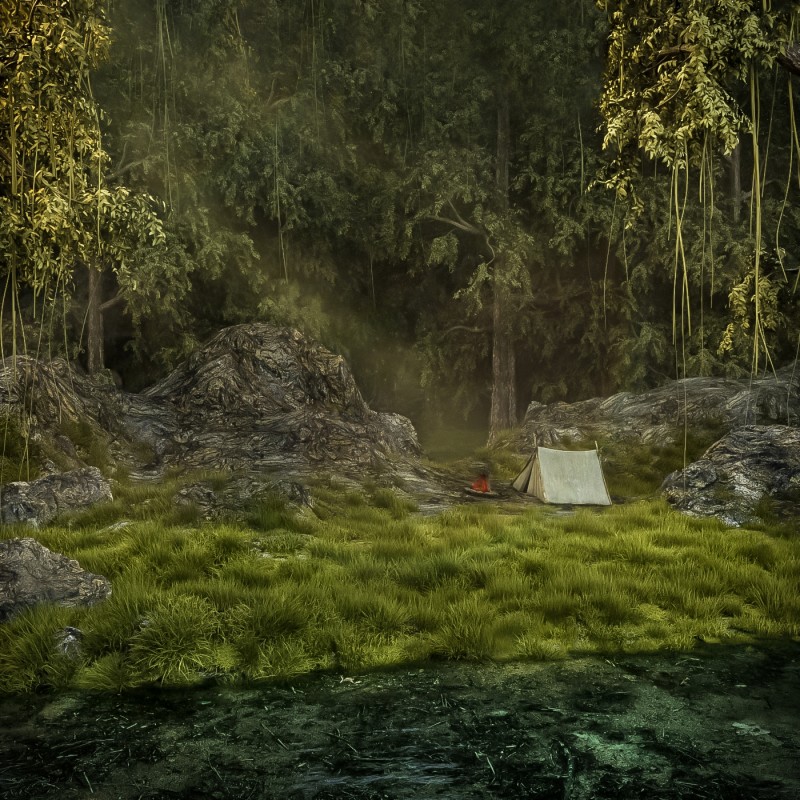 CGI, Forest, Grass, Tent Wallpaper