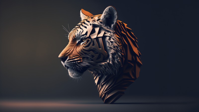 Tiger, Animals, Minimalism, Simple Background Wallpaper