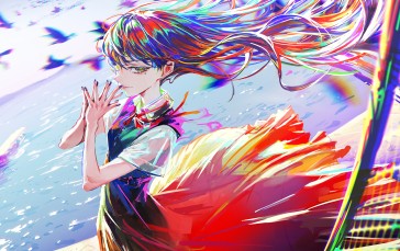 Anime Girls, Colorful, Rainbow Hair, Mole Under Eye Wallpaper