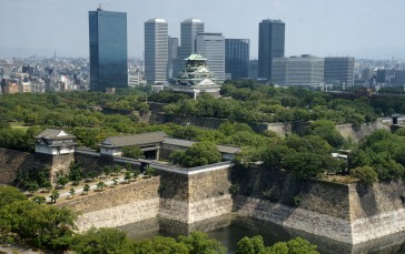 Trees, Building, Osaka, Japan, Downtown, Asia Wallpaper