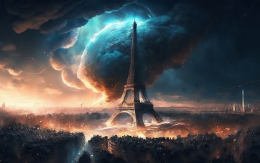 AI Art, Paris, Eiffel Tower, Apocalyptic Wallpaper
