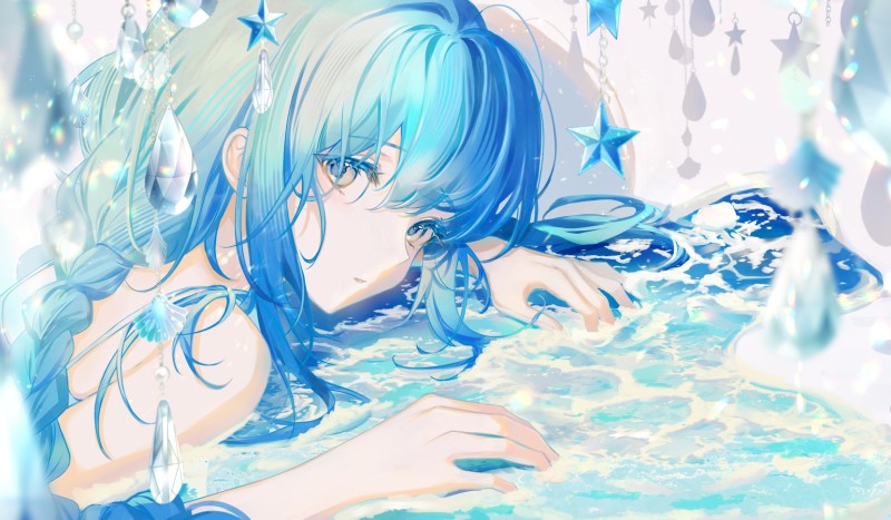 Anime, Anime Girls, Blue Hair, Blue Eyes Wallpaper