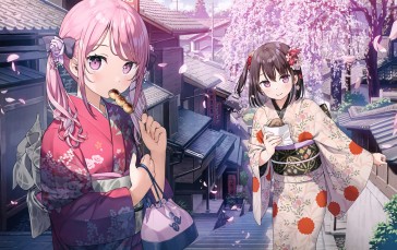Anime Girls, Kantoku, Kurumi (Kantoku), Yukata, Shizuku (Kantoku) Wallpaper
