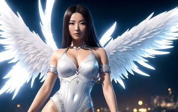 AI Art, Fantasy Girl, Angel, Cleavage Wallpaper