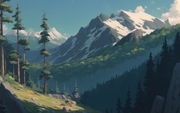 AI Art, Illustration, Landscape, Mountains Wallpaper