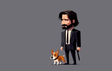 AI Art, Minimalism, Simple Background, John Wick Wallpaper