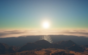 Grand Theft Auto V, Sunrise, Hills, Water, CGI Wallpaper