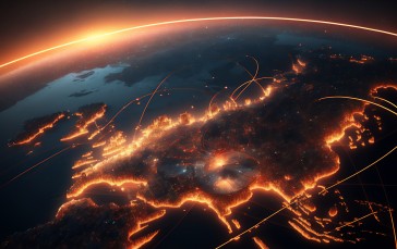 AI Art, Globes, Glowing, Space, Planet Wallpaper