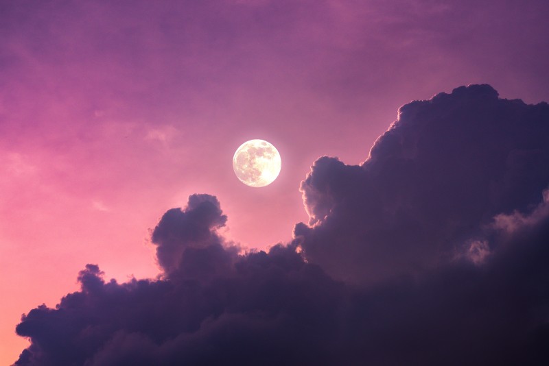 Pink, Photography, Moon, Clouds, Sky Wallpaper