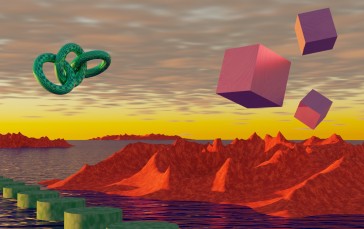 Vaporwave, Landscape, Blender, CGI, Cube Wallpaper