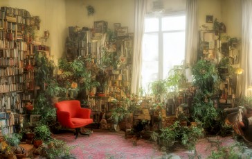 AI Art, Stable Diffusion, Living Rooms, Window Wallpaper