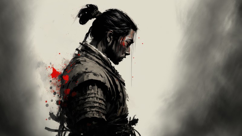Ronin, Samurai, Digital Art, Japan, AI Art Wallpaper