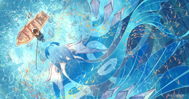Anime Boys, Creature, Water, Fish, Animals Wallpaper