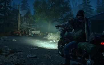 Days Gone, Video Games, Video Game Art, Motorcycle, Night, Trees Wallpaper