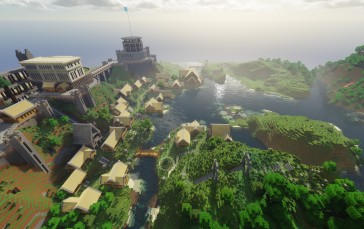 Minecraft, Building, Video Games, Shaders, CGI, Video Game Landscape Wallpaper