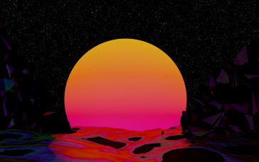Vaporwave, Sunset, Space, Synthwave Wallpaper