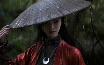 Kim Yeong Gyu, CGI, Women, Samurai, Hat, Necklace Wallpaper