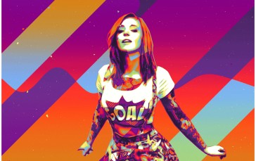 Digital Art, Redhead, Yana Sinner, Colorful, T-shirt Wallpaper