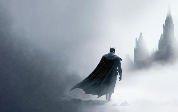 Batman, DC Comics, Walking, Castle, Simple Background Wallpaper