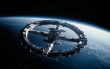AI Art, Space, Earth, Space Station Wallpaper