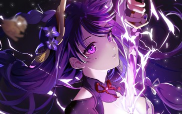 Anime Girls, Genshin Impact, Raiden Shogun (Genshin Impact), Purple Hair, Purple Eyes Wallpaper