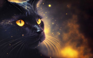 Cats, Black, Stars, Animals Wallpaper