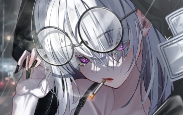 Anime, Anime Girls, Glasses, Smoking Wallpaper