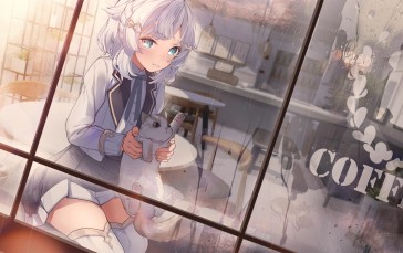 Anime, Anime Girls, Window, Cats, Animals Wallpaper