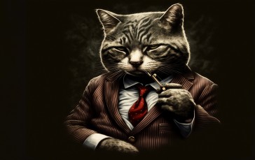 AI Art, Gangster, Cats, Suit and Tie Wallpaper