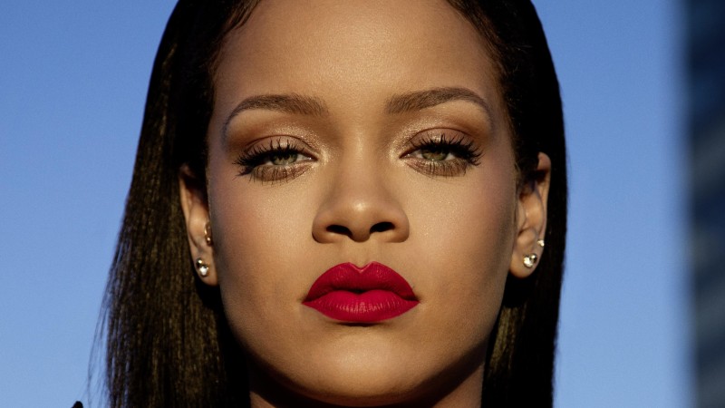 Rihanna, Singer, Face, Brunette, Green Eyes, Red Lipstick Wallpaper