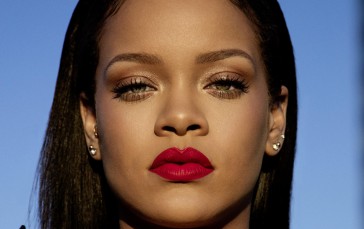 Rihanna, Singer, Face, Brunette, Green Eyes, Red Lipstick Wallpaper