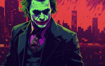 AI Art, The Dark Knight, Joker, Synthwave Wallpaper