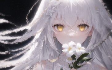 Anime, Anime Girls, White Hair, Yellow Eyes Wallpaper