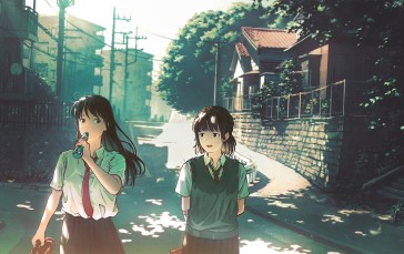 Anime City, Anime Girls, Japan, School Uniform Wallpaper