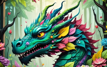 AI Art, Dragon, CGI, Digital Art, Creature Wallpaper
