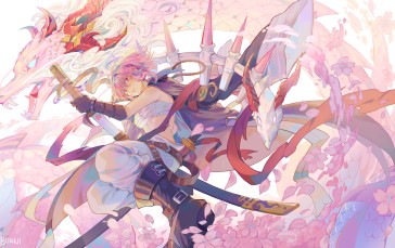 Anime Girls, Hiiro (Alchemy Stars), Alchemy Stars, Video Games, Dragon, Katana Wallpaper